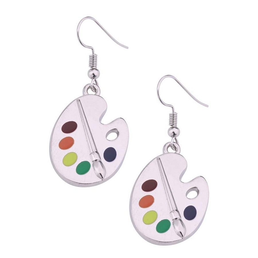 Fashion Women Enamel Palette Paint Brush Dangle Hook Earrings Jewelry Xmas Gift Image 1