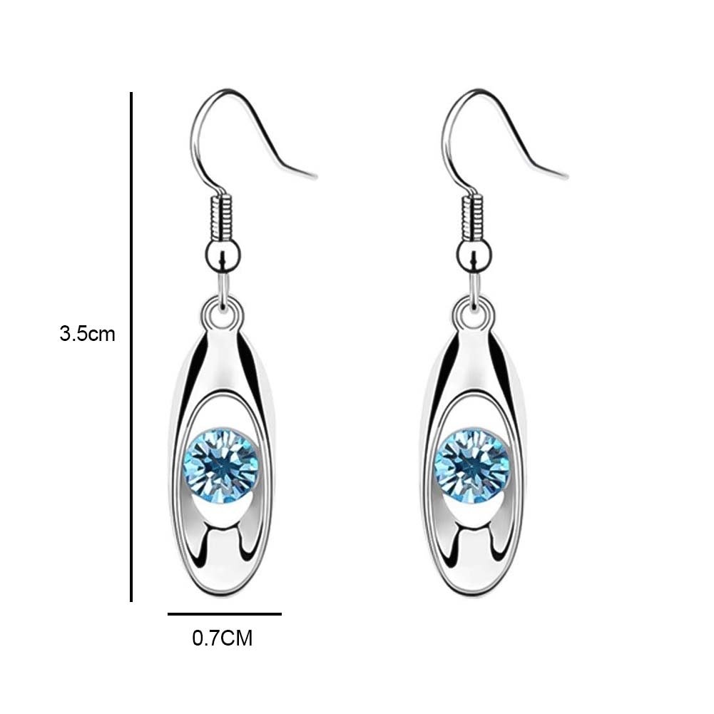 Women Round Cut Rhinestone Inlaid Water Drop Dangle Hook Earrings Jewelry Gift Image 7