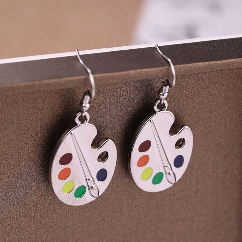 Fashion Women Enamel Palette Paint Brush Dangle Hook Earrings Jewelry Xmas Gift Image 4