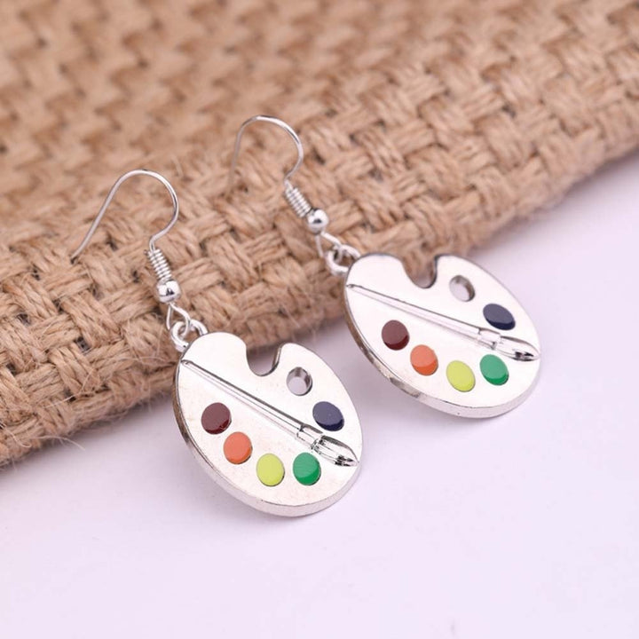 Fashion Women Enamel Palette Paint Brush Dangle Hook Earrings Jewelry Xmas Gift Image 4