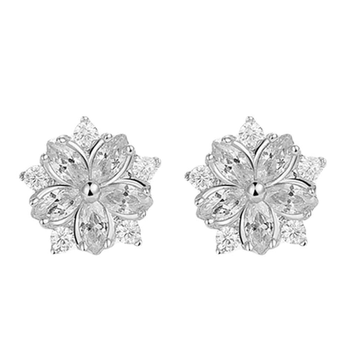 Women Rhinestone Inlaid Sakura Flower Ear Stud Earrings Wedding Jewelry Gift Image 11