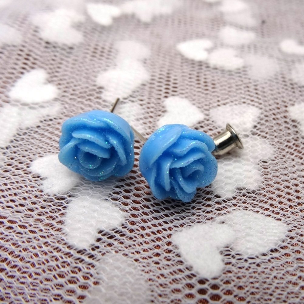 12Pairs Lifelike Fake Colorful Rose Flower Charm Ear Stud Earrings Jewelry Gift Image 9