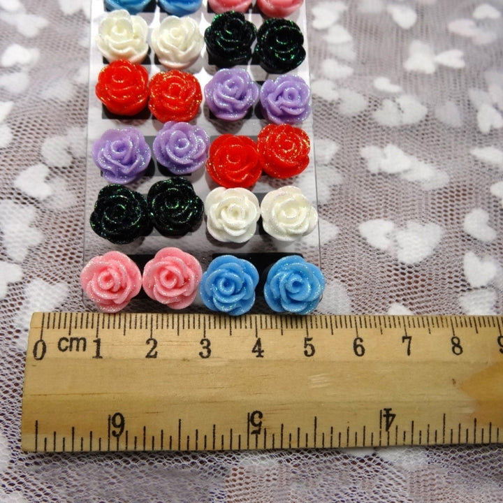 12Pairs Lifelike Fake Colorful Rose Flower Charm Ear Stud Earrings Jewelry Gift Image 10