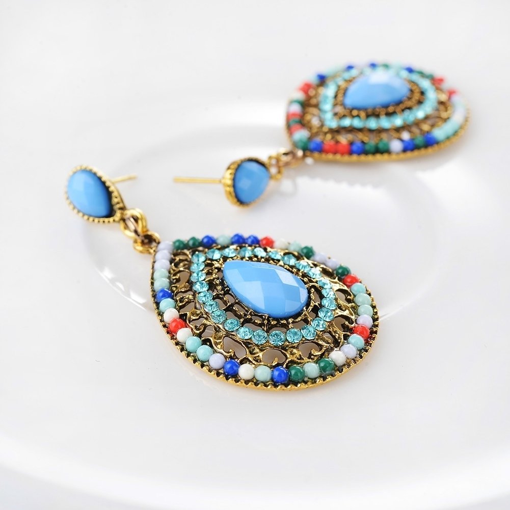 Boho Women Rhinestone Water Drop Dangle Ear Stud Earrings Party Jewelry Gift Image 4