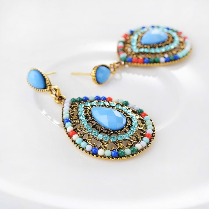 Boho Women Rhinestone Water Drop Dangle Ear Stud Earrings Party Jewelry Gift Image 4