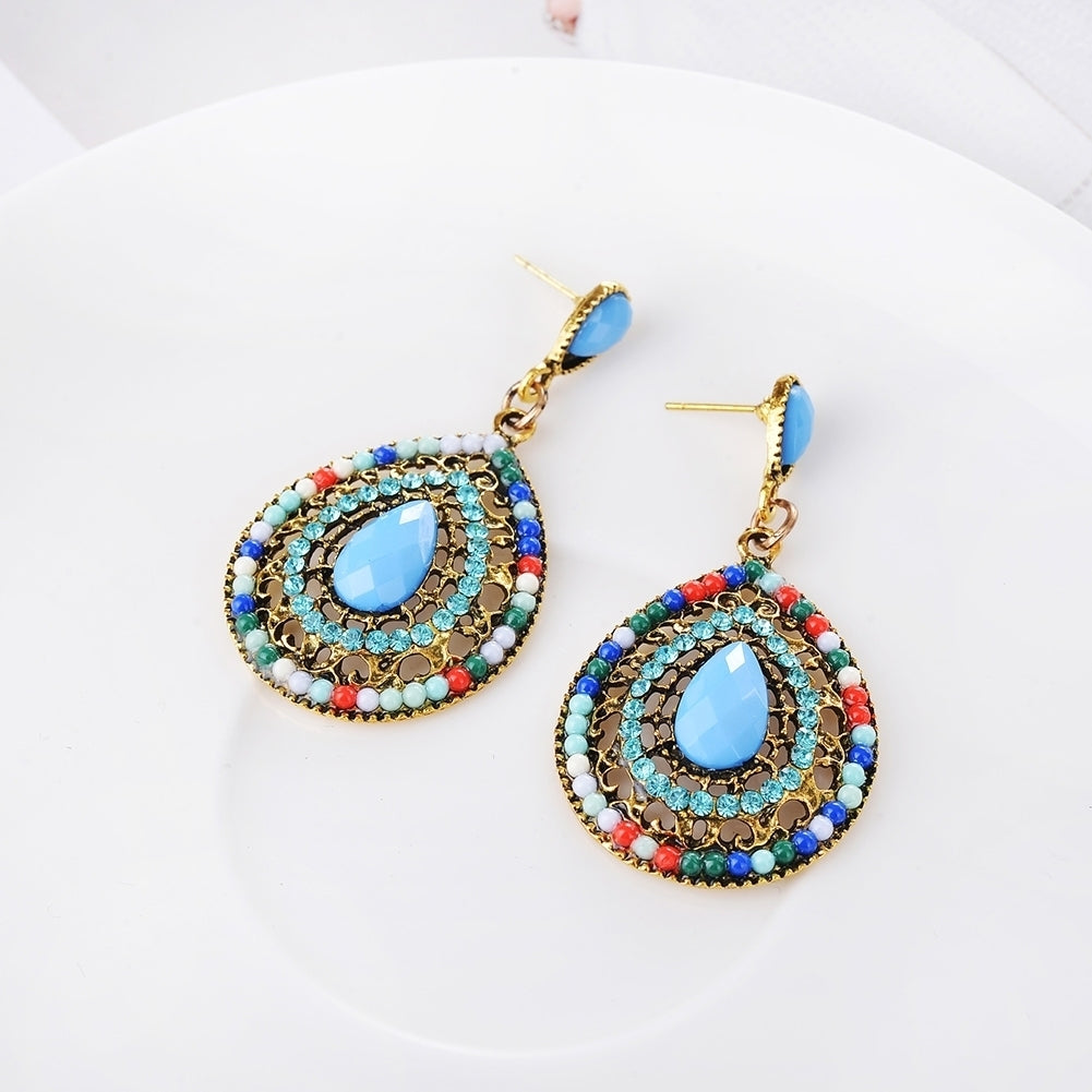 Boho Women Rhinestone Water Drop Dangle Ear Stud Earrings Party Jewelry Gift Image 4