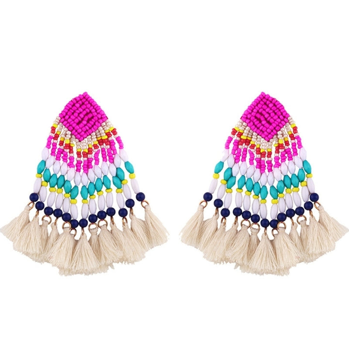 Bohemian Women Beads Tassel Dangle Long Ear Stud Earrings Statement Jewelry Gift Image 12