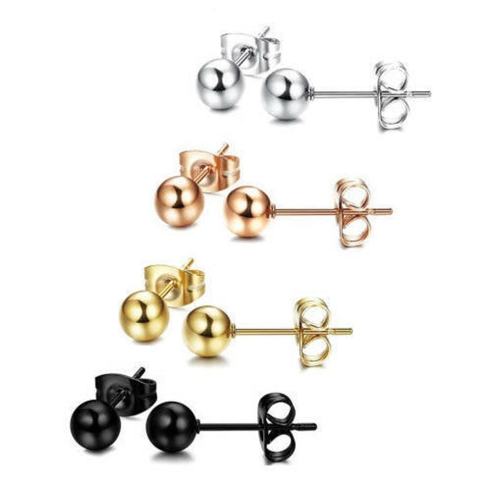 Fashion Unisex Silver Plated Ball Ear Stud Earrings Piercing Party Jewelry Gift Image 3