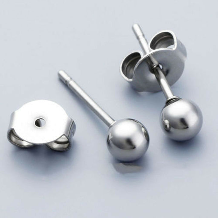 Fashion Unisex Silver Plated Ball Ear Stud Earrings Piercing Party Jewelry Gift Image 4