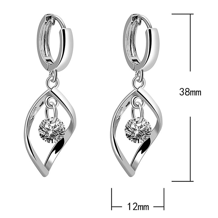 Women Hollow Rotating Rhinestone Waterdrop Dangle Huggie Earrings Party Jewelry Image 10