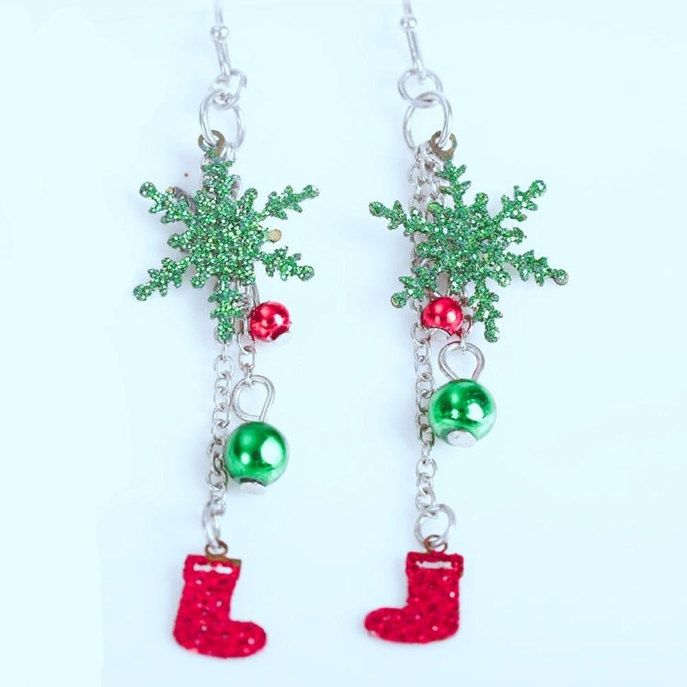 Cute Women Christmas Snowflake Boots Dangle Drop Hook Earrings Jewelry Gift Image 1