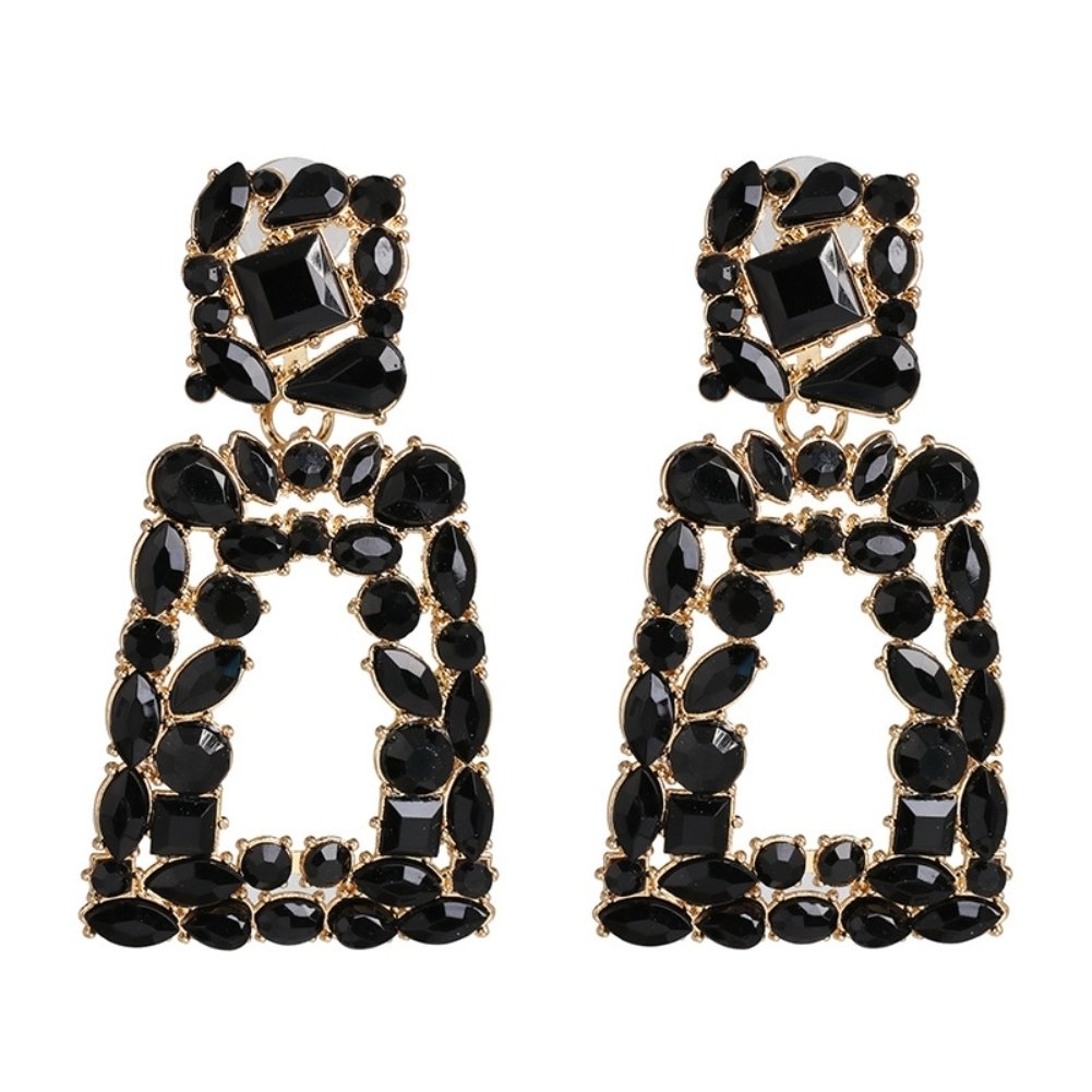 Women Rhinestone Hollow Out Geometric Dangle Ear Stud Earrings Jewelry Gift Image 2