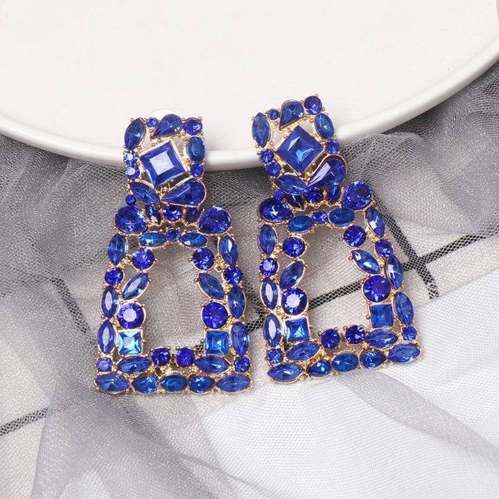 Women Rhinestone Hollow Out Geometric Dangle Ear Stud Earrings Jewelry Gift Image 8