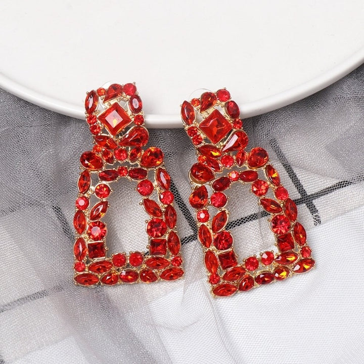 Women Rhinestone Hollow Out Geometric Dangle Ear Stud Earrings Jewelry Gift Image 9