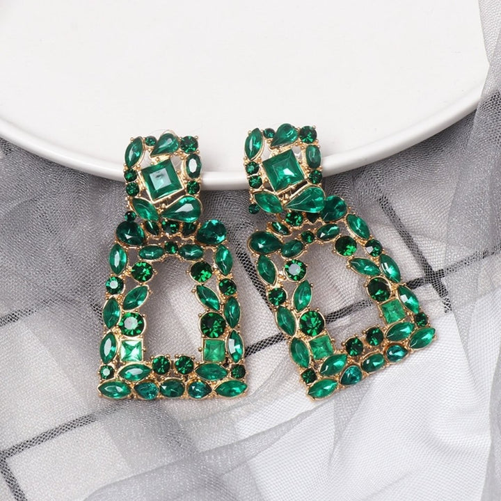 Women Rhinestone Hollow Out Geometric Dangle Ear Stud Earrings Jewelry Gift Image 10