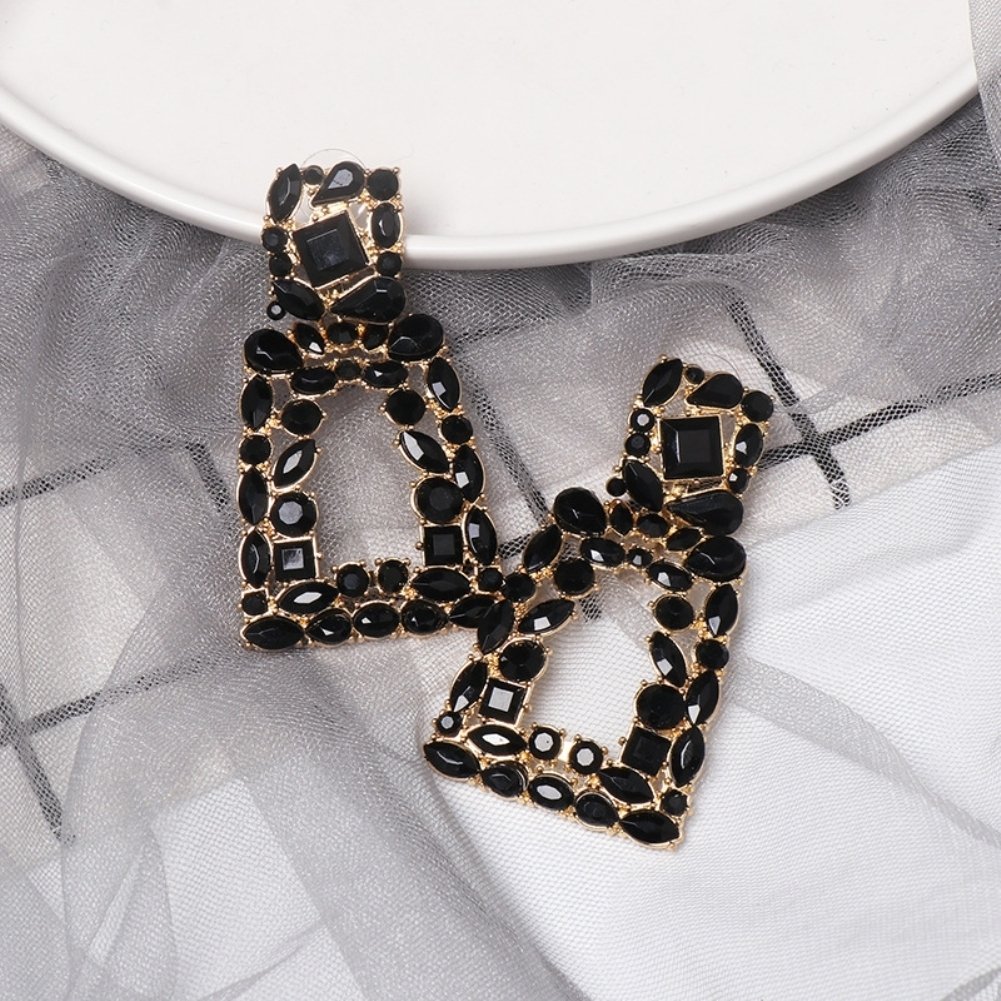 Women Rhinestone Hollow Out Geometric Dangle Ear Stud Earrings Jewelry Gift Image 12