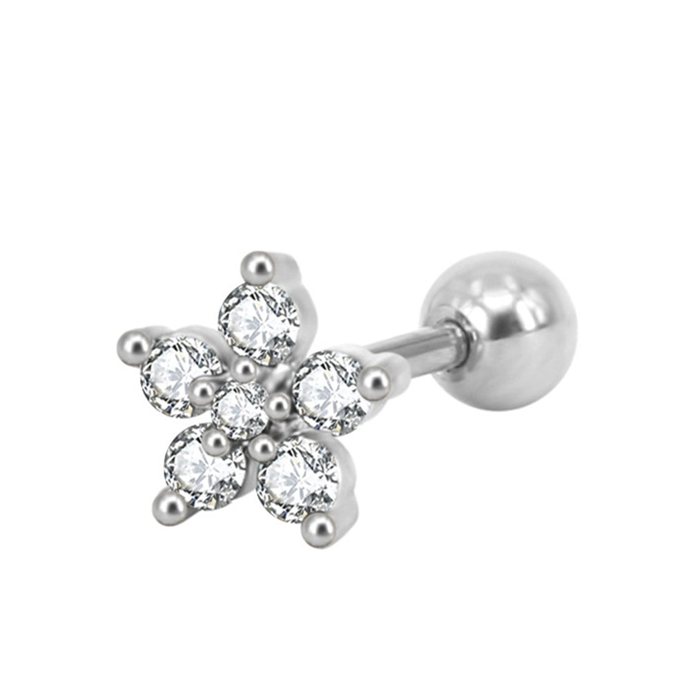 1Pc Women Cubic Zirconia Flower Ear Stud Earring Piercing Cartilage Jewelry Gift Image 4