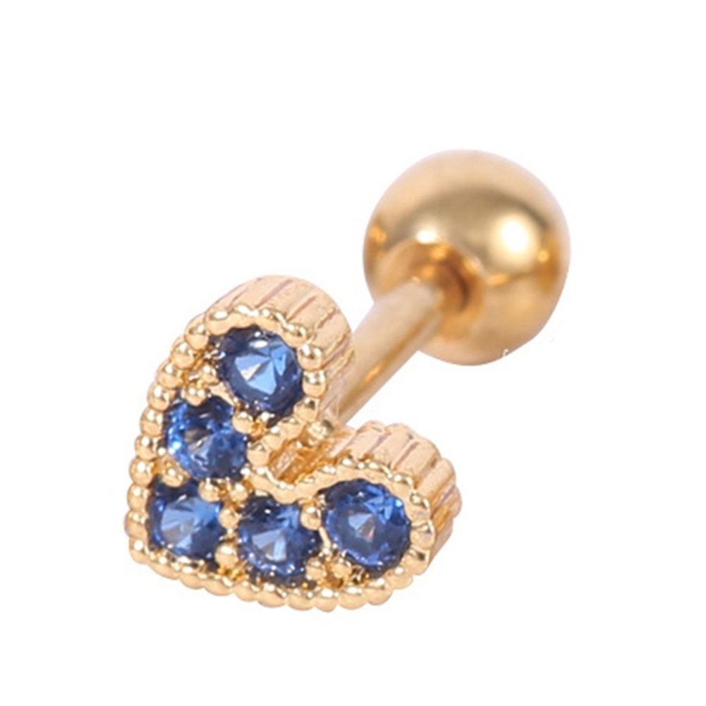 1Pc Women Rhinestone Inlaid Heart Ear Stud Earring Piercing Cartilage Jewelry Image 6