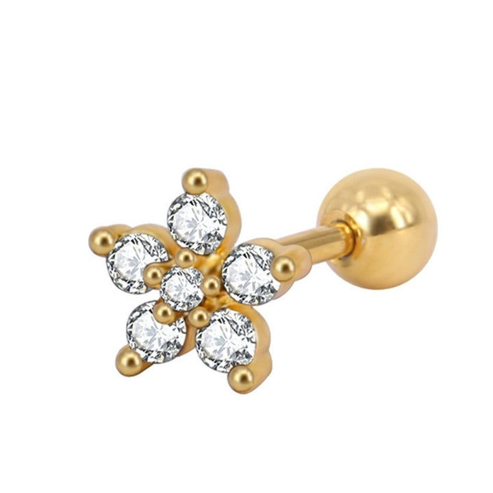 1Pc Women Cubic Zirconia Flower Ear Stud Earring Piercing Cartilage Jewelry Gift Image 4