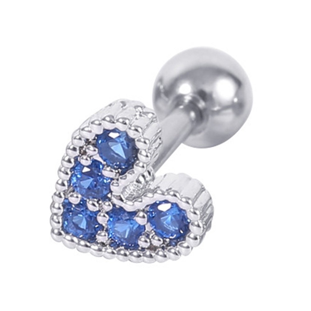 1Pc Women Rhinestone Inlaid Heart Ear Stud Earring Piercing Cartilage Jewelry Image 7