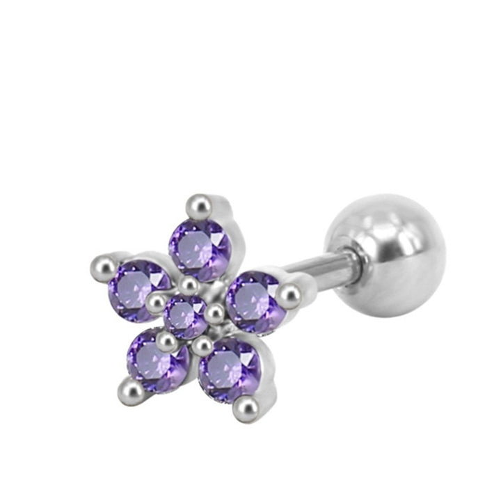 1Pc Women Cubic Zirconia Flower Ear Stud Earring Piercing Cartilage Jewelry Gift Image 6