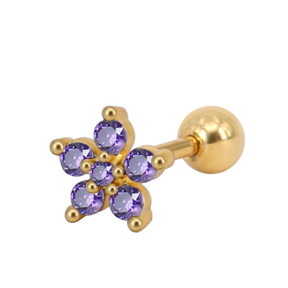 1Pc Women Cubic Zirconia Flower Ear Stud Earring Piercing Cartilage Jewelry Gift Image 7