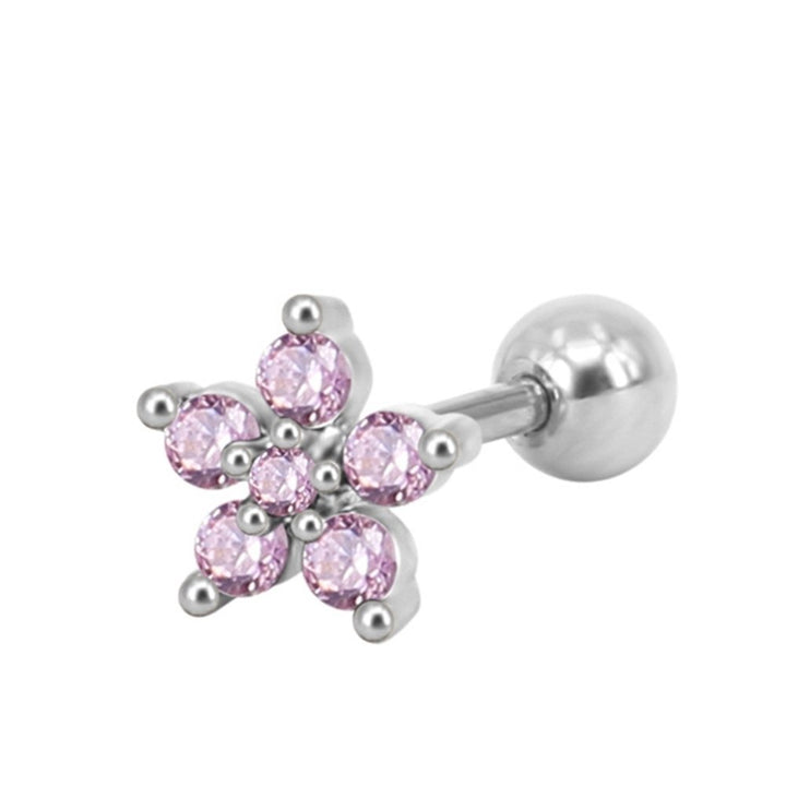 1Pc Women Cubic Zirconia Flower Ear Stud Earring Piercing Cartilage Jewelry Gift Image 8