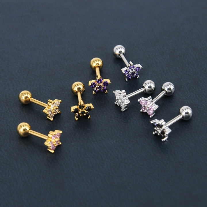 1Pc Women Cubic Zirconia Flower Ear Stud Earring Piercing Cartilage Jewelry Gift Image 11