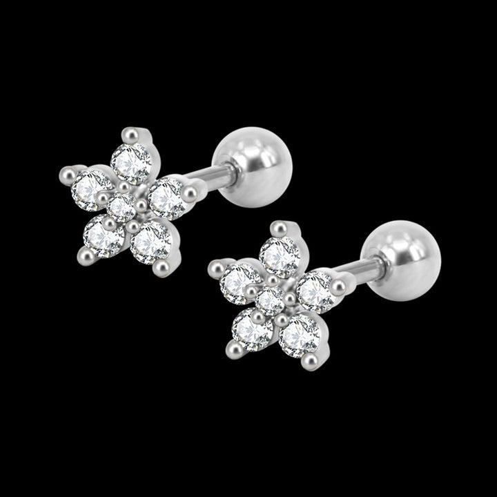 1Pc Women Cubic Zirconia Flower Ear Stud Earring Piercing Cartilage Jewelry Gift Image 12