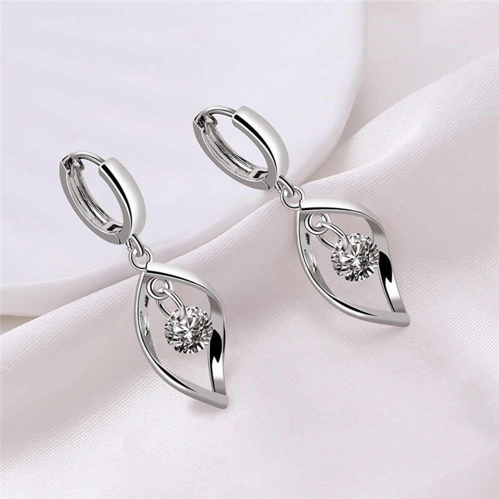 Women Shiny Rotating Cubic Zircon Water Drop Eardrop Leaverback Earrings Jewelry Image 1