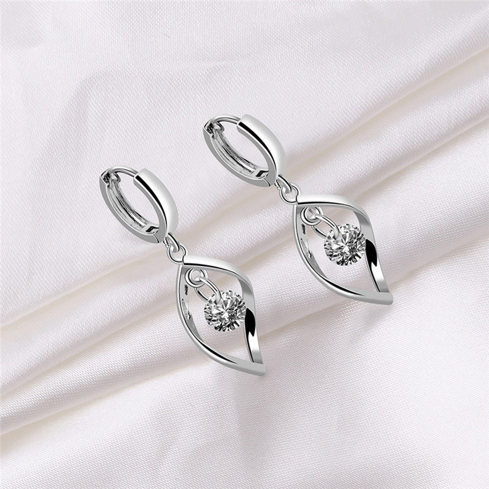 Women Shiny Rotating Cubic Zircon Water Drop Eardrop Leaverback Earrings Jewelry Image 4