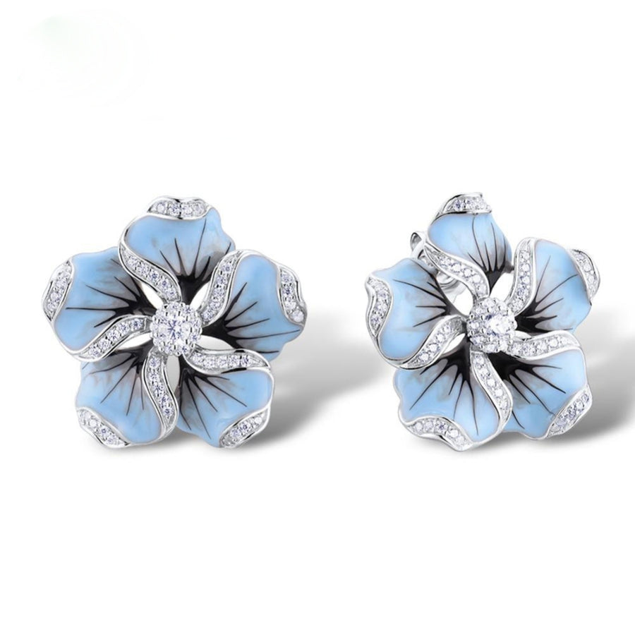 Earrings Flower Design Hypoallergenic Alloy Cubic Zircon Earrings for Daily Life Image 1