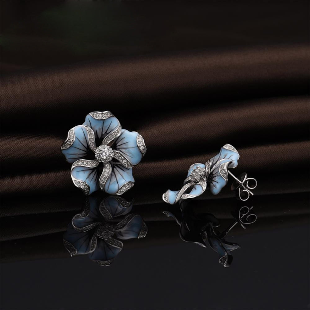 Earrings Flower Design Hypoallergenic Alloy Cubic Zircon Earrings for Daily Life Image 2