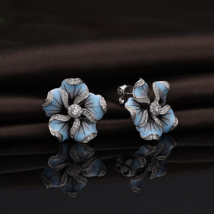 Earrings Flower Design Hypoallergenic Alloy Cubic Zircon Earrings for Daily Life Image 3