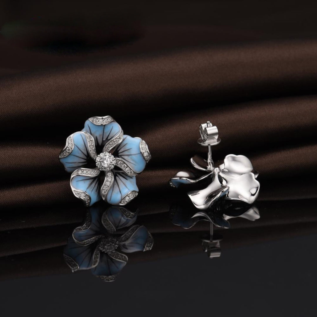 Earrings Flower Design Hypoallergenic Alloy Cubic Zircon Earrings for Daily Life Image 4