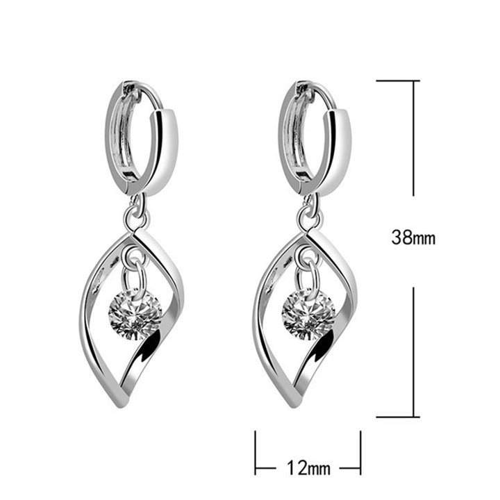 Women Shiny Rotating Cubic Zircon Water Drop Eardrop Leaverback Earrings Jewelry Image 10