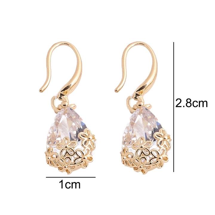 Elegant Lady Water Drop Cubic Zirconia Flower Pendant Hook Earrings Jewelry Gift Image 7