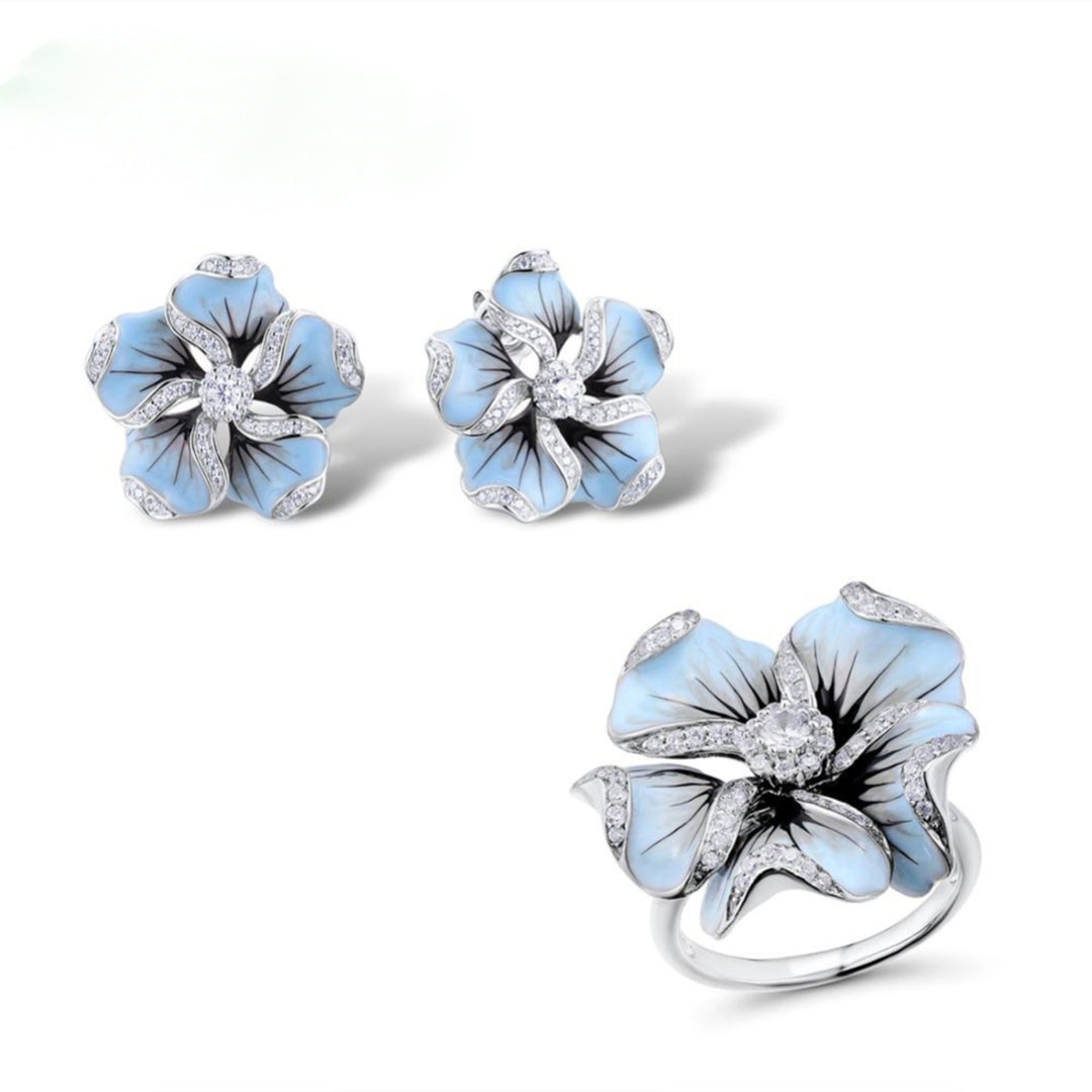 Earrings Flower Design Hypoallergenic Alloy Cubic Zircon Earrings for Daily Life Image 6