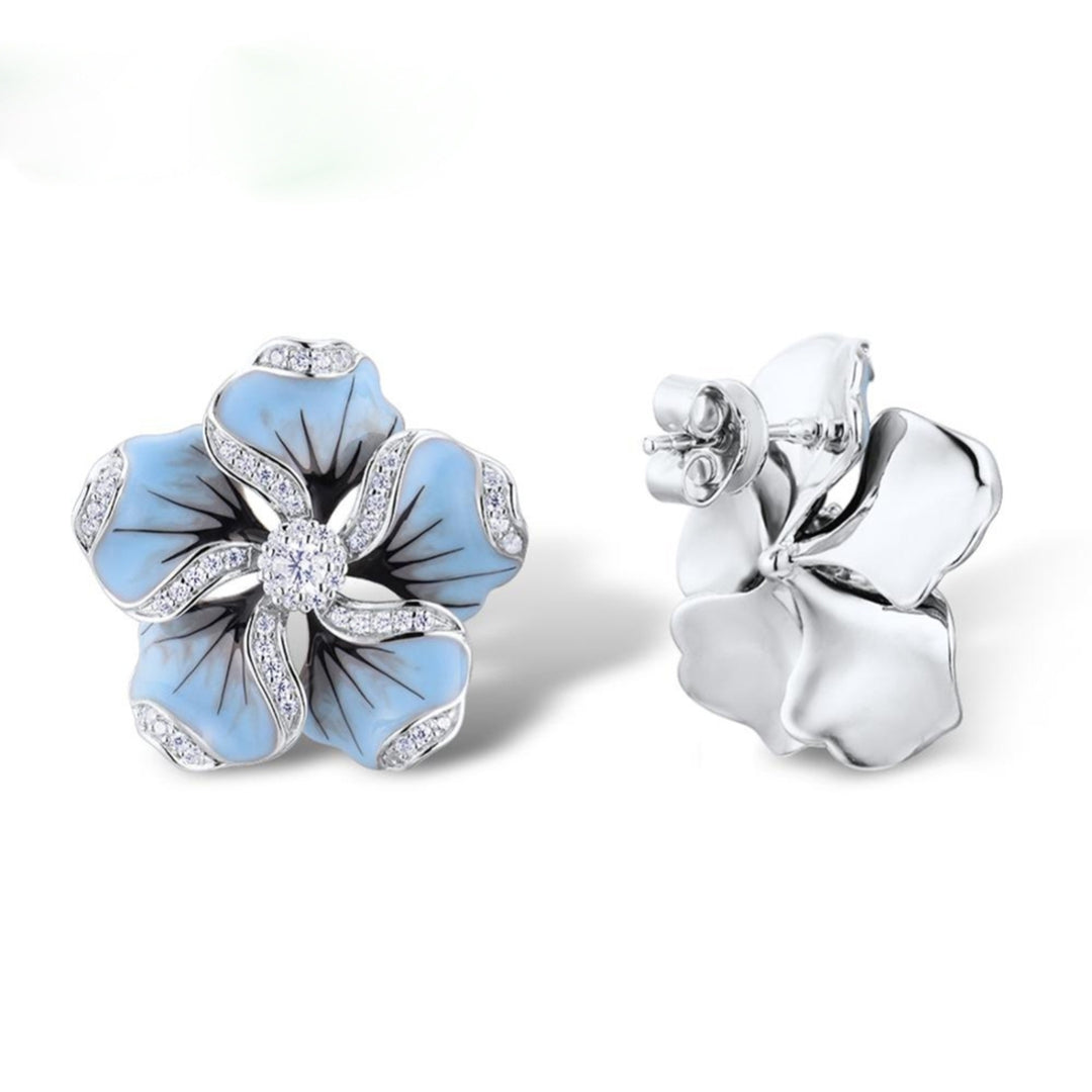 Earrings Flower Design Hypoallergenic Alloy Cubic Zircon Earrings for Daily Life Image 7