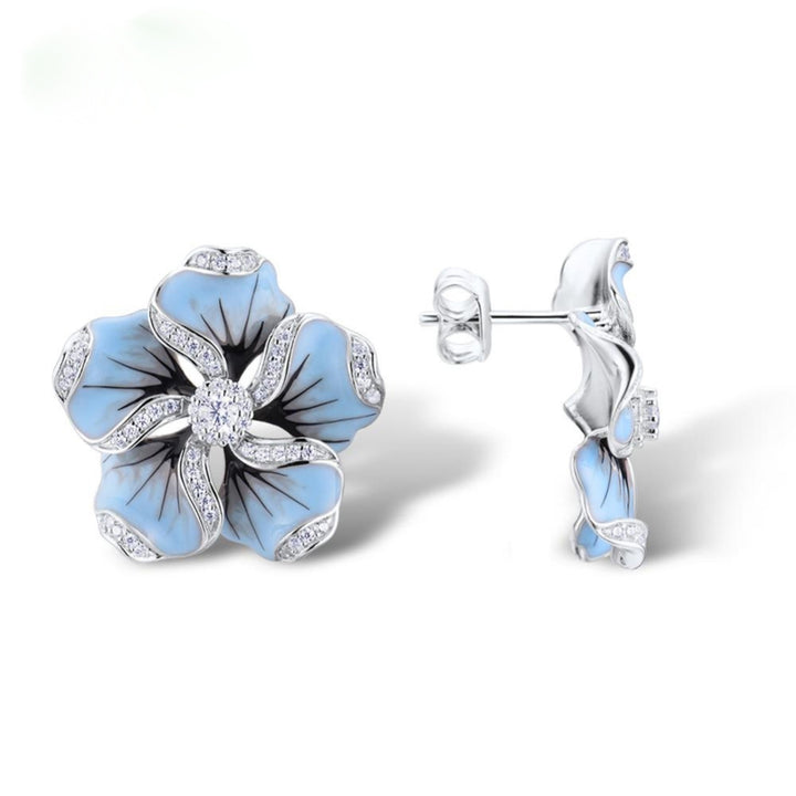 Earrings Flower Design Hypoallergenic Alloy Cubic Zircon Earrings for Daily Life Image 8