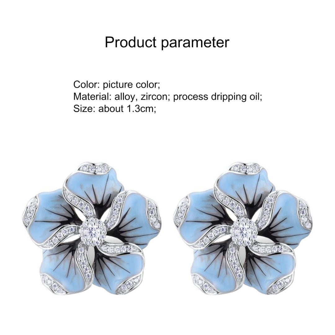 Earrings Flower Design Hypoallergenic Alloy Cubic Zircon Earrings for Daily Life Image 11