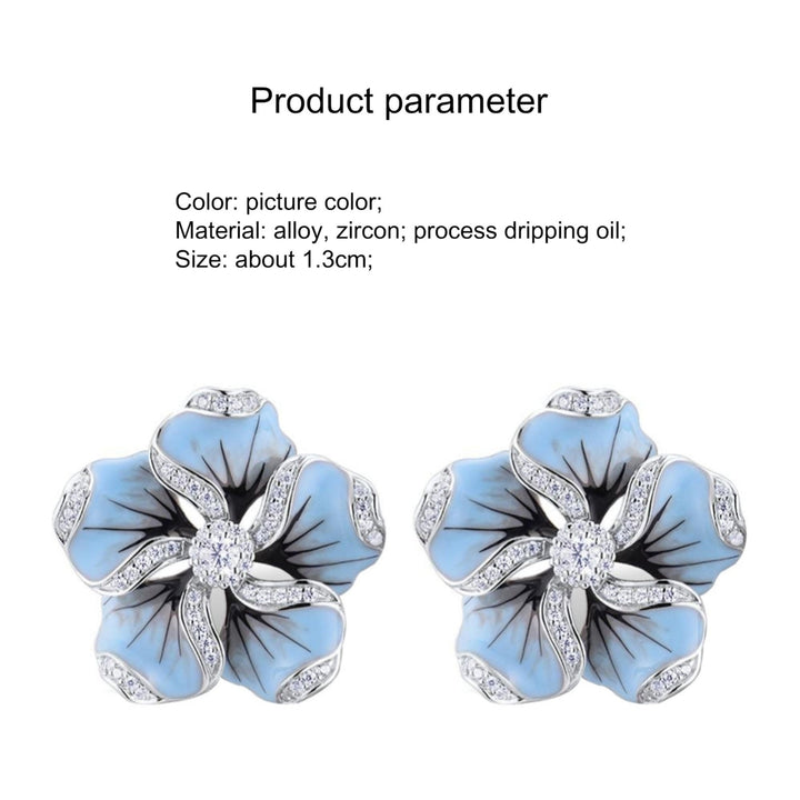 Earrings Flower Design Hypoallergenic Alloy Cubic Zircon Earrings for Daily Life Image 11