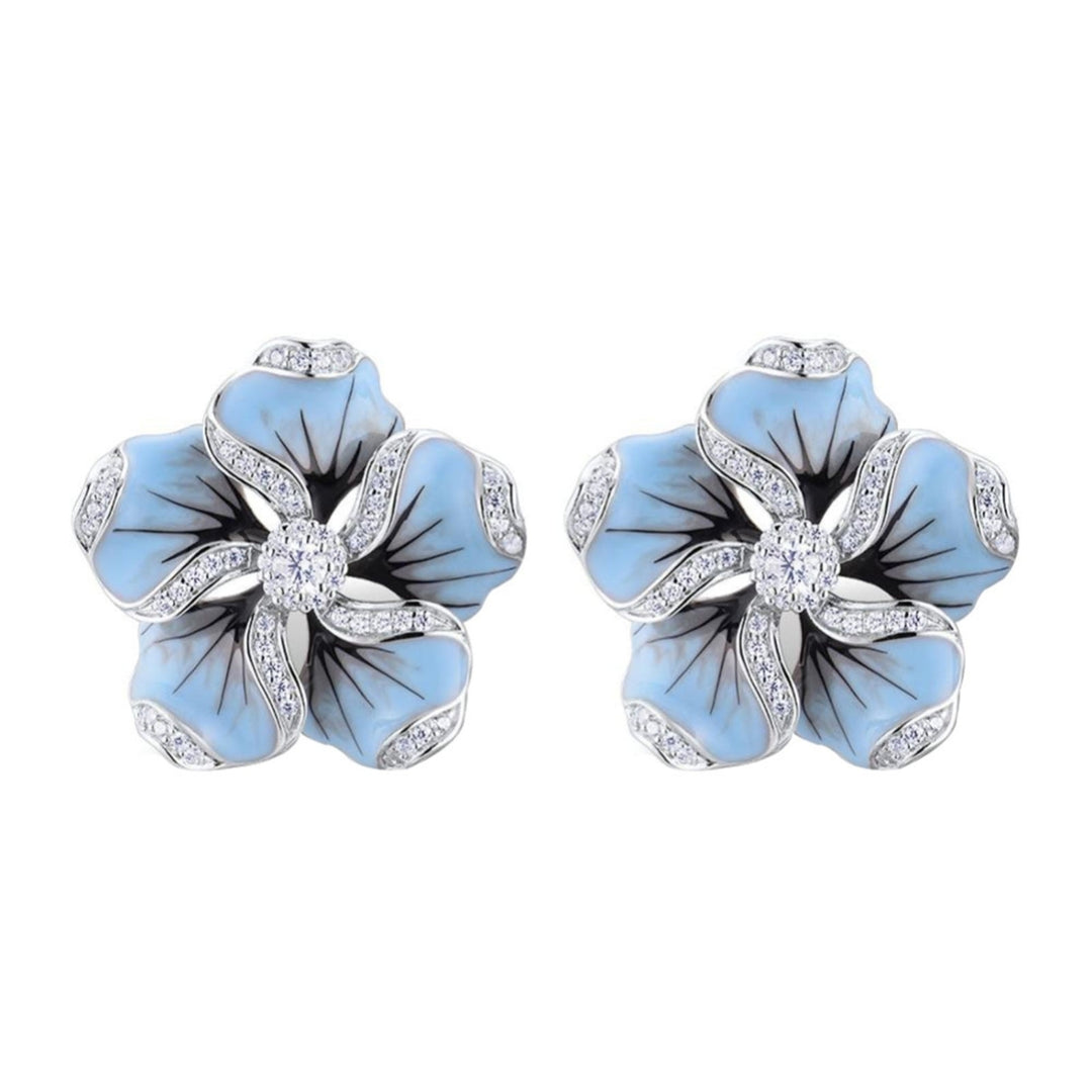 Earrings Flower Design Hypoallergenic Alloy Cubic Zircon Earrings for Daily Life Image 12