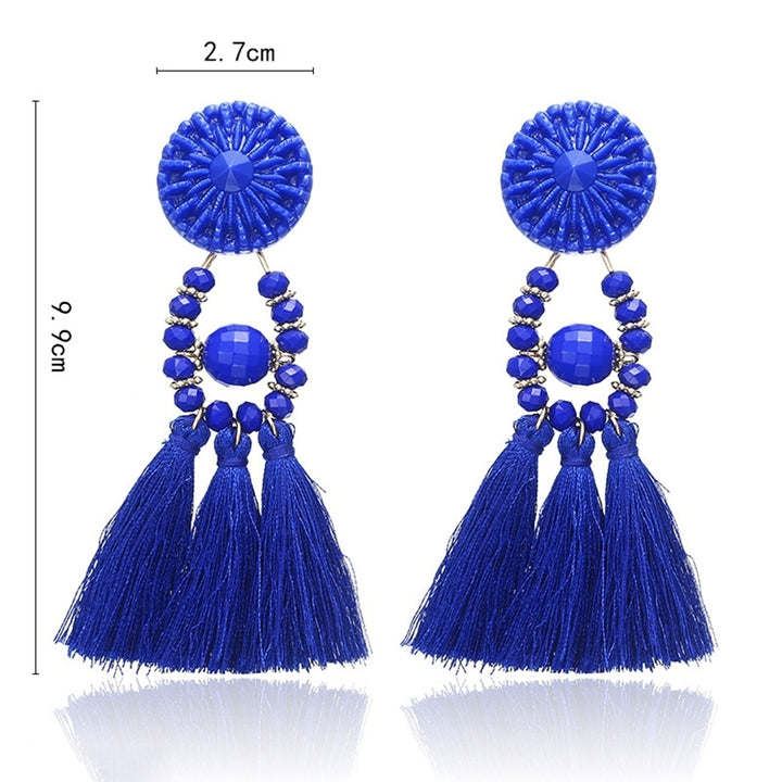 Bohemian Women Resin Beads Long Tassel Dangle Ear Stud Earrings Jewelry Gift Image 11