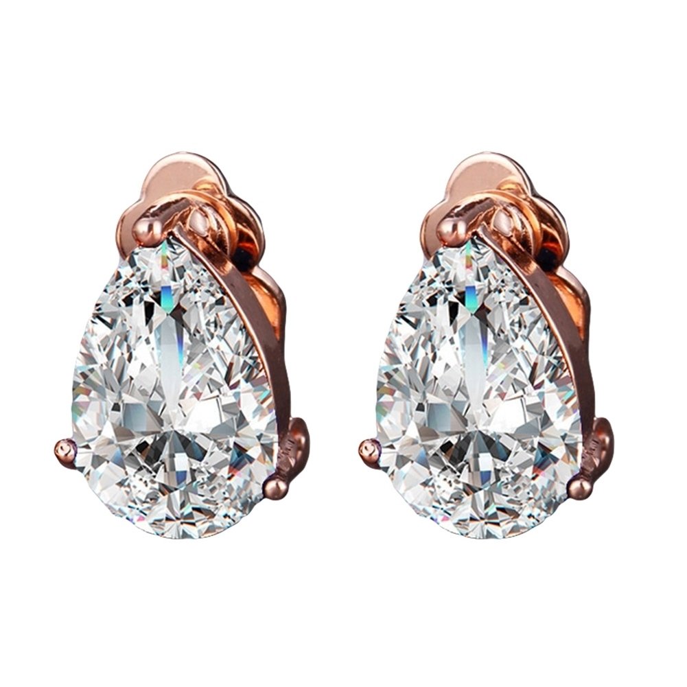 Fashion Women Water Drop Cubic Zirconia Clip On Earrings Party Jewelry Gift Image 6