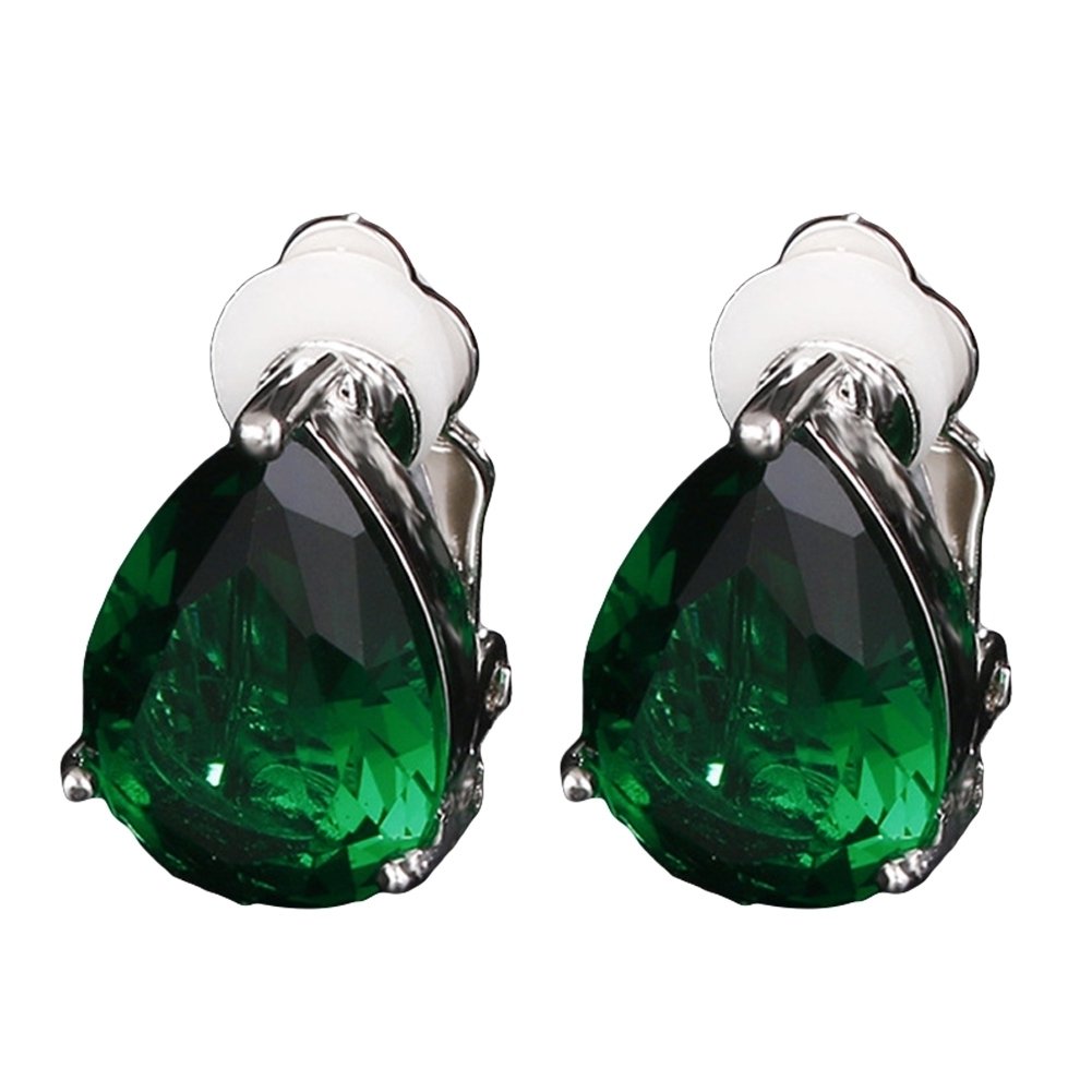 Fashion Women Water Drop Cubic Zirconia Clip On Earrings Party Jewelry Gift Image 7