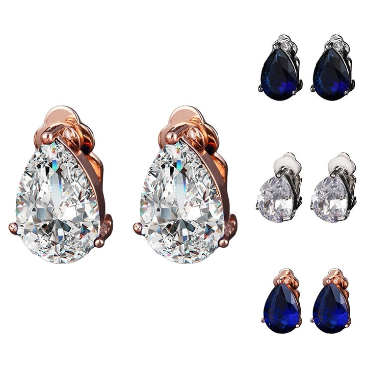 Fashion Women Water Drop Cubic Zirconia Clip On Earrings Party Jewelry Gift Image 8