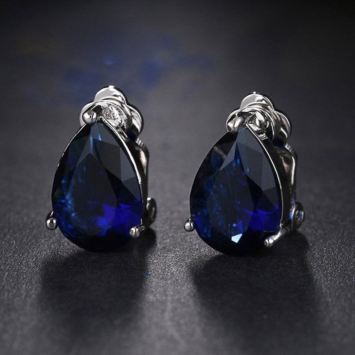 Fashion Women Water Drop Cubic Zirconia Clip On Earrings Party Jewelry Gift Image 9