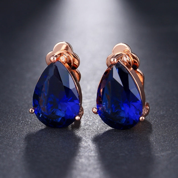 Fashion Women Water Drop Cubic Zirconia Clip On Earrings Party Jewelry Gift Image 10