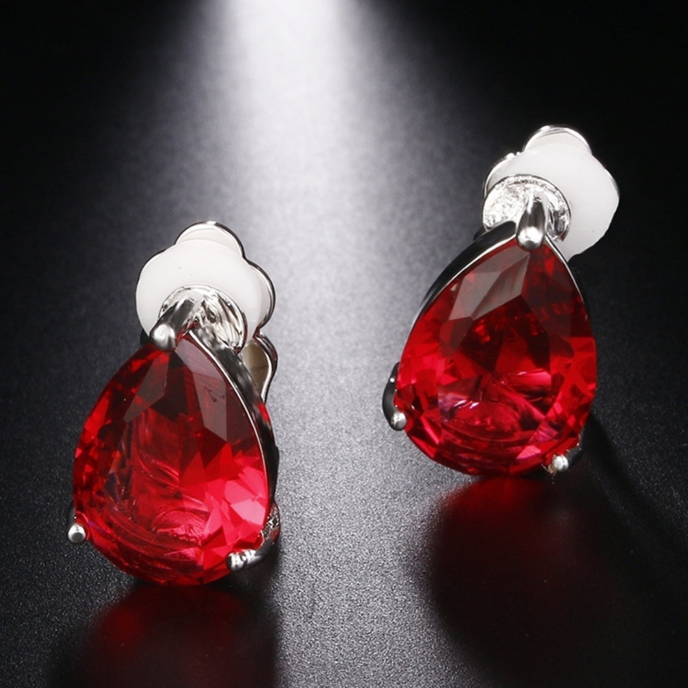 Fashion Women Water Drop Cubic Zirconia Clip On Earrings Party Jewelry Gift Image 12